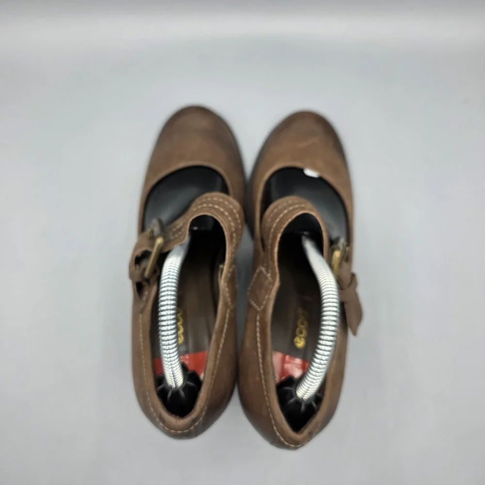 Ecco‎ Heels Womens 36 Brown Leather Mary Jane Pumps Comfort Shoes Strap Buckle